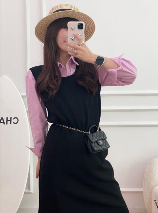 ✨【法式赫本风背心裙】 🔺无袖+大U领，⁥🥰经典简约又充满法式风情 🔺立体拼接剪裁，⁦💞收腰的同时，⁤不贴肚子不显屁股！ 商品图0