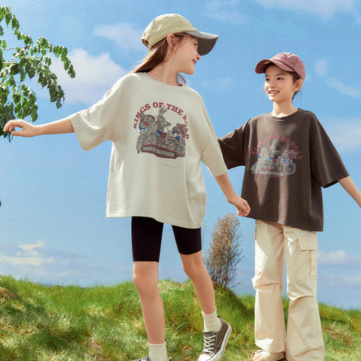 【萌宝必备，韩风童T恤！】女童230g磨毛精棉卡通印花T恤，2024春夏新款儿童短袖上衣，卡通活力动物印花，生动顽 皮符合潮童天性-lm！ 商品图5