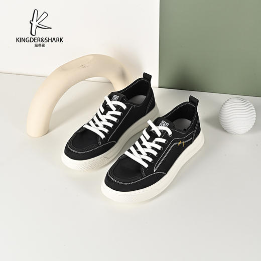 2024年经典鲨夏季新款男士韩版百搭系带舒适平底休闲鞋板鞋KW250-D14061 商品图2