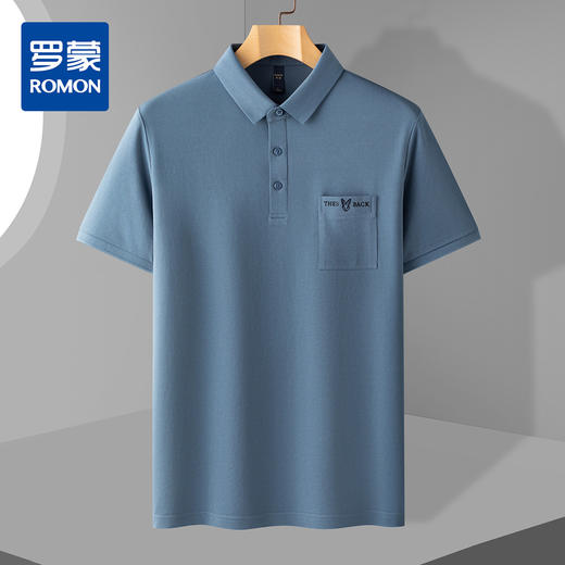 【含桑蚕丝】罗蒙男士刺绣口袋polo衫男短袖男夏季冰丝t恤男士短袖 商品图0
