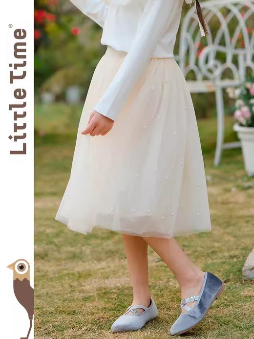 littletime女童轻奢珍珠2024新春款法式公主风纱纱半身裙 商品图1