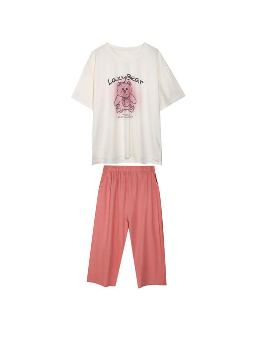 【满2件/99元】【秀黛】女圆领休闲小熊短袖套装女士夏季短袖睡衣家居服L2551043T【门店同款】【如遇缺货自动退款，介意勿拍】 商品图8