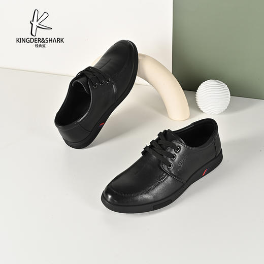 2024年经典鲨夏季新款正装平底舒适系带商务男士休闲皮鞋KC68-D14011 商品图2