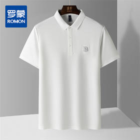 【含桑蚕丝】罗蒙男士珠片绣花polo衫男短袖夏季运动t恤男短袖t恤男