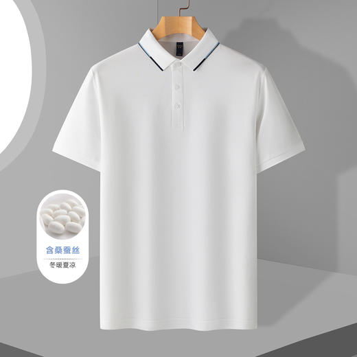 【含桑蚕丝】罗蒙男士夏季商务休闲男polo衫舒适男士t恤短袖polo衫 商品图1