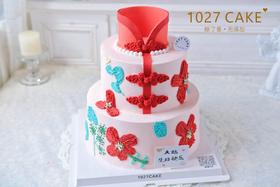 1027CAKE |  双层 翻糖 旗袍 刺绣 优雅款式