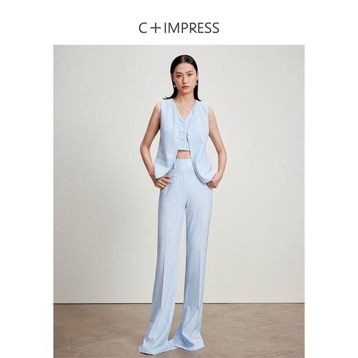 西嘉C+IMPRESS/西嘉静奢风醋酸后开衩假两件马甲MJ2401073 商品图1
