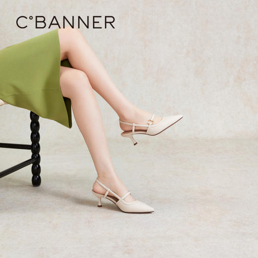 千百度细高跟时装凉鞋女夏季羊皮包头后空法式凉鞋通勤A24205482 商品图2
