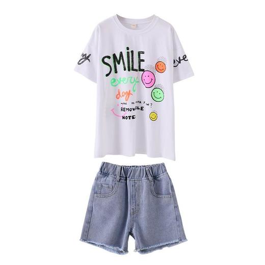 女童T恤夏季薄款宽松长T2024新款韩版中大童短袖夏款儿童套装 商品图4