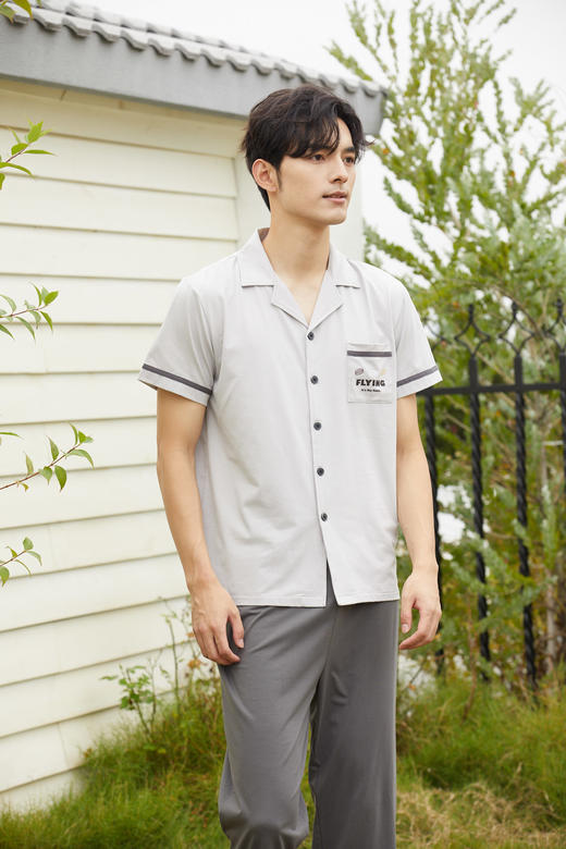 【79元限时秒杀】【秀黛】男翻领针织短袖套装男士夏季睡衣家居服L2550013T【门店同款】【如遇缺货自动退款，介意勿拍】 商品图2