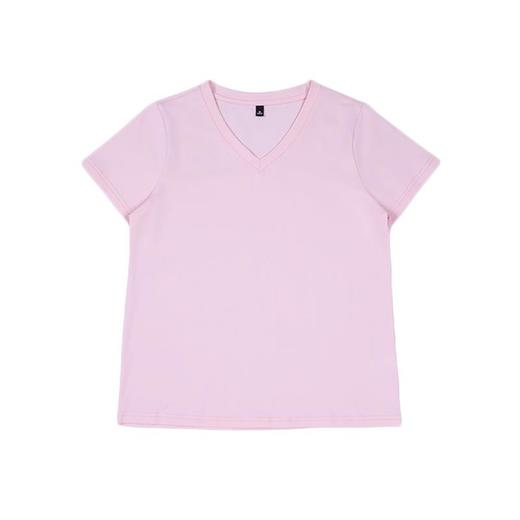 气质纯色正肩V领棉T恤女2024春夏新款宽松显瘦内搭套头短袖上衣 商品图4