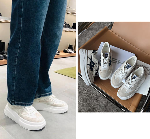 THS 3.23-限时 AS家 情侣款厚底休闲鞋 牛皮/反绒圆润运动鞋 2色  QZ080 商品图0