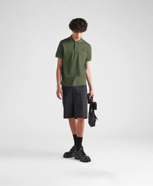 春夏新款  简约经典 浅蓝色撞色线条 刺绣小标 纯棉翻领短袖POLO衫 Z-11527 商品图8