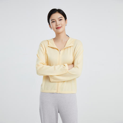 DWCC4215AN 山羊绒 东黎羊绒 女士精仿针织休闲时尚纯色连帽衫 商品图0