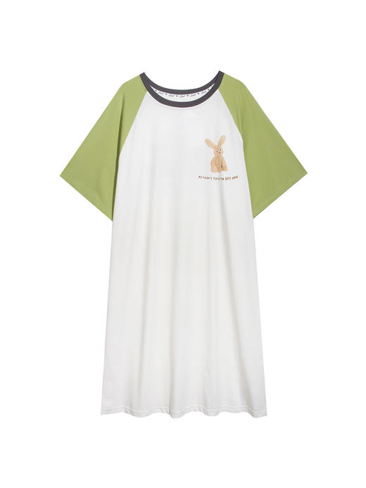 【单件6折/2件5折】【秀黛】女撞色休闲印花短袖裙女士夏季睡裙家居服L2551076T【门店同款】 商品图7