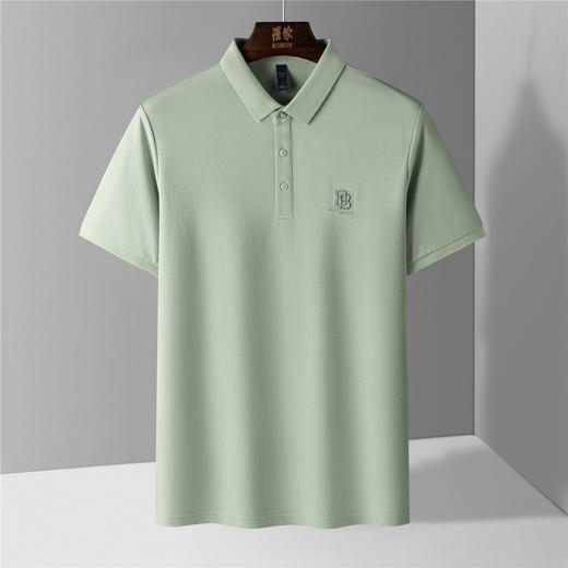 【含桑蚕丝】罗蒙男士珠片绣花polo衫男短袖夏季运动t恤男短袖t恤男 商品图1