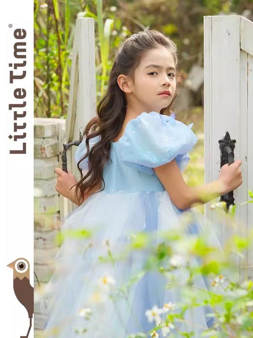 littletime女童连衣裙2024春夏新款短袖中大儿童洋气泡泡袖公主裙 商品图1