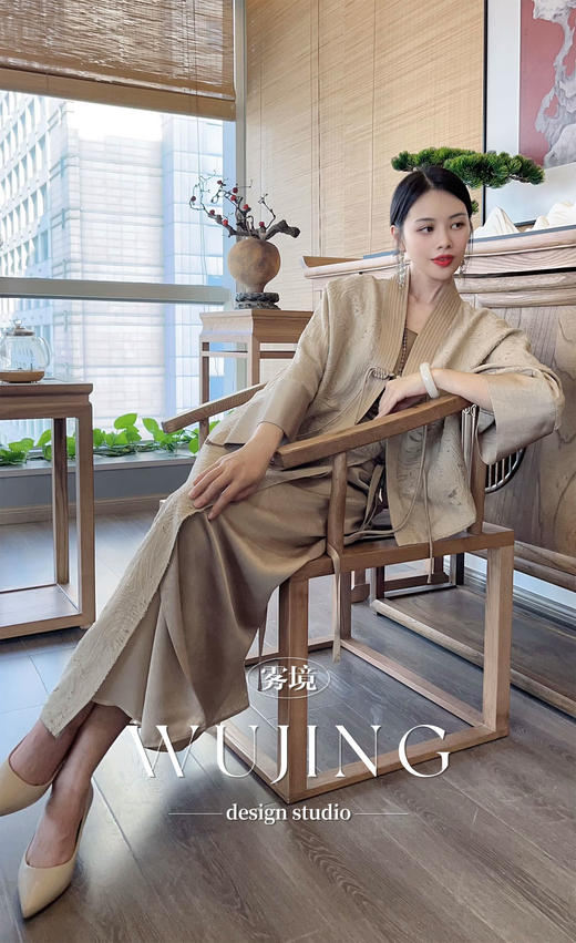 【雾境定制】兰亭风月系列烂花绡精致感丝织肌理新中式直襟马褂短外套 3204032 商品图2