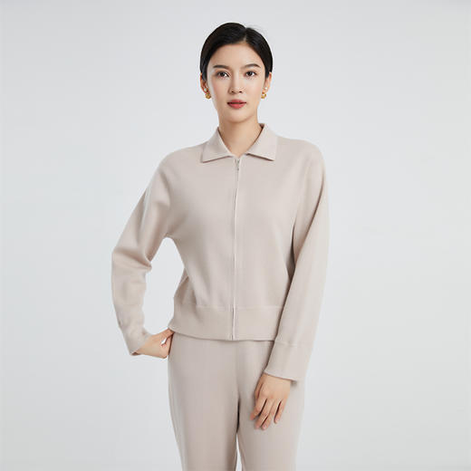 东黎 •  山羊绒女士春季精仿翻领拉链长袖开衫 4197 商品图5