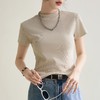 凉感气质修身纯色正肩圆领短袖T恤女2024春夏新款高弹内搭上衣 商品缩略图3