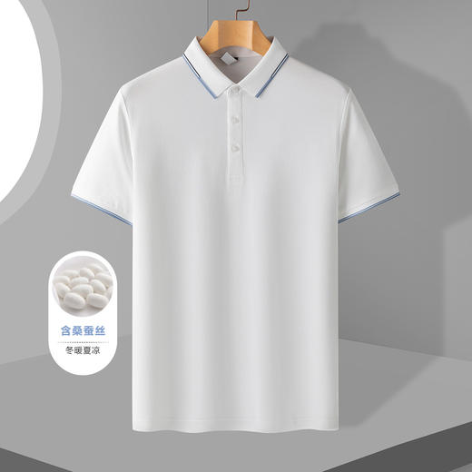 【含桑蚕丝】罗蒙夏季商务男士polo衫百搭休闲男t恤短袖polo衫 商品图6
