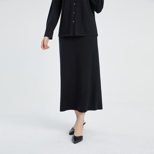 东黎 • 山羊绒女士春秋精仿时尚气质休闲黑色半裙 4207 商品图3
