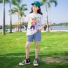 女童短袖T恤夏季套装2024款t儿童夏女孩短袖短裤休闲两件套 商品缩略图1