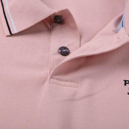 春夏新款  简约经典 浅蓝色撞色线条 刺绣小标 纯棉翻领短袖POLO衫 Z-11527 商品图5