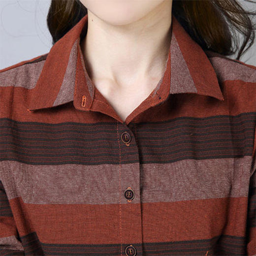 TZF-棉麻条纹衬衫女长袖休闲衬衣 商品图8