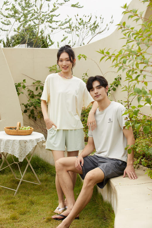 【单件6折/2件5折】【秀黛】女圆领休闲短袖套装女士夏季短袖睡衣家居服L2551049T【门店同款】 商品图7