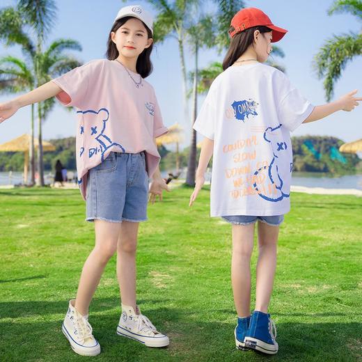 女童夏装新款2024新款洋气t恤中大童短裤夏款中大童时髦套装T 商品图3