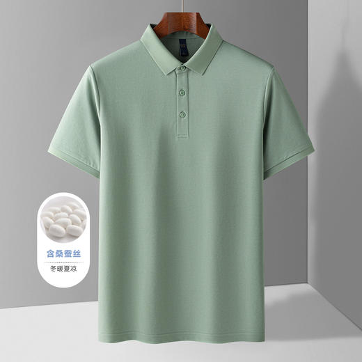 【含桑蚕丝】罗蒙夏季休闲男士t恤短袖polo衫商务polo衫男短袖 商品图7