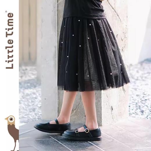 littletime女童荷叶领长袖t恤上衣2024新款春秋款白色法式打底衫 商品图4