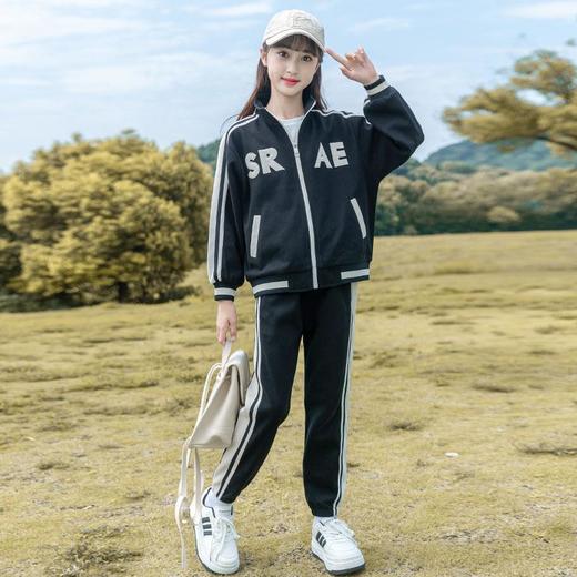 女童套装春装2024新款网红洋气中大童春秋时髦休闲运动两件套 商品图1