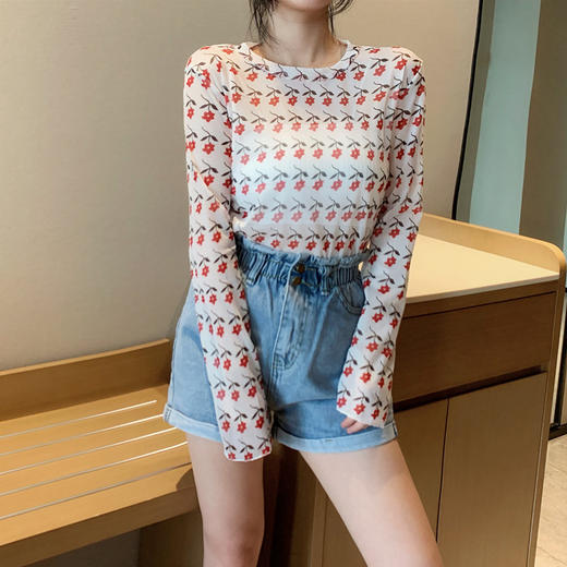 【冰丝网纱防晒打底衫女】2025夏季 长袖泫雅风同款t恤 内搭上衣潮 商品图14