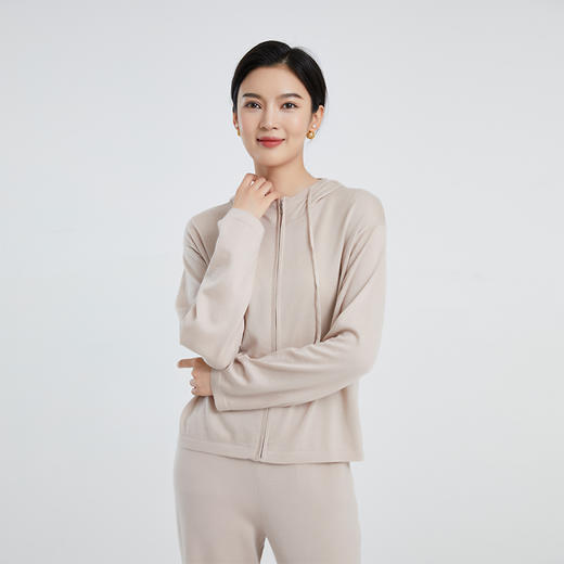 DWCC4215AN 山羊绒 东黎羊绒 女士精仿针织休闲时尚纯色连帽衫 商品图4