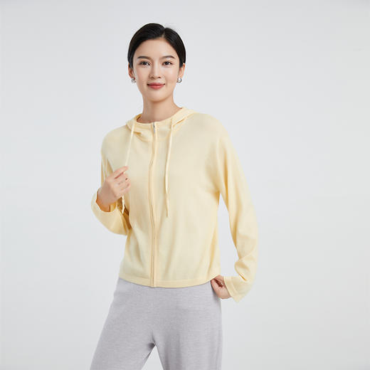 DWCC4215AN 山羊绒 东黎羊绒 女士精仿针织休闲时尚纯色连帽衫 商品图1