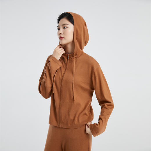 DWCC4215AN 山羊绒 东黎羊绒 女士精仿针织休闲时尚纯色连帽衫 商品图9