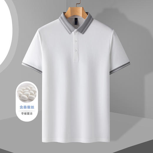 【含桑蚕丝】罗蒙男士夏季polo衫商务休闲舒适男士t恤短袖polo衫 商品图1