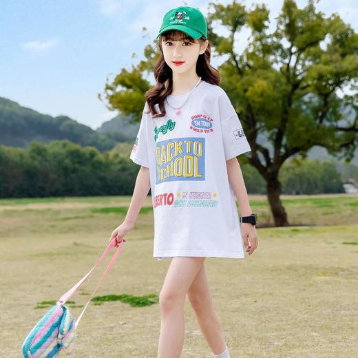 女童夏装短袖T恤2024新款儿童韩版洋气中大童夏季网红半袖上衣潮 商品图2