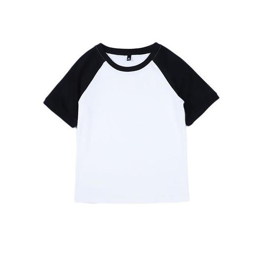 冰感棉插肩袖撞色修身圆领短袖T恤女2024春夏新款韩系套头上衣 商品图4