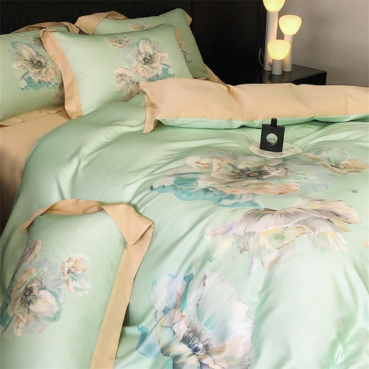 自然醒轻奢LF级进口兰精天丝棉四件套丝绸缎被套蚕丝棉床单丝滑夏季金太阳床品礼盒装KY 商品图0