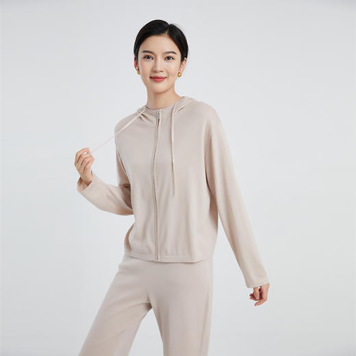 DWCC4215AN 山羊绒 东黎羊绒 女士精仿针织休闲时尚纯色连帽衫 商品图5