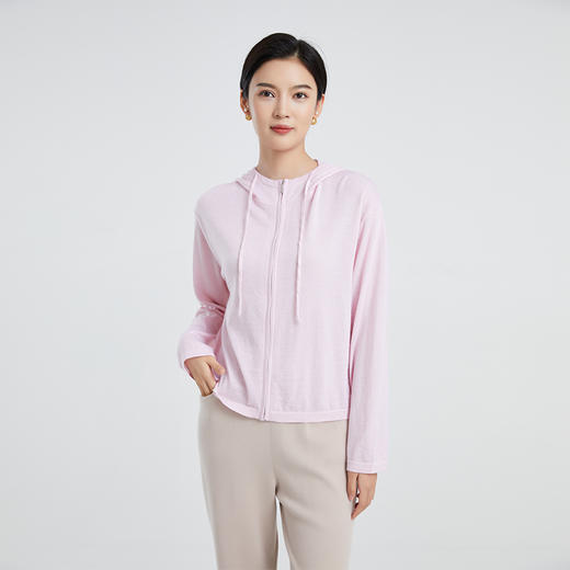 DWCC4215AN 山羊绒 东黎羊绒 女士精仿针织休闲时尚纯色连帽衫 商品图3
