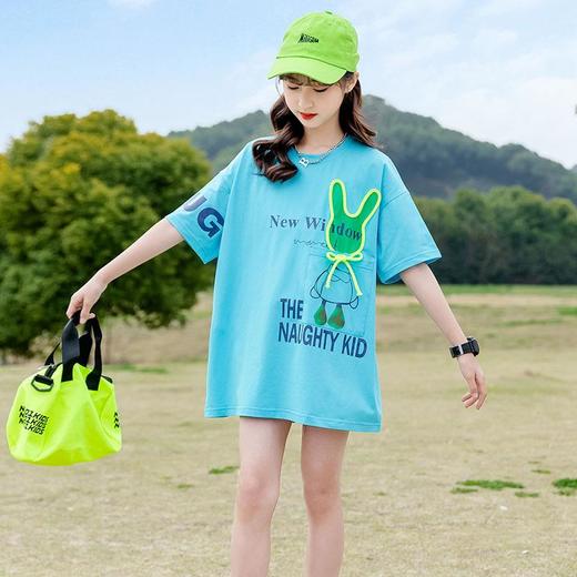 女童夏季宽松韩版短袖2024新款中大童卡通中长款T恤儿童洋气t恤潮 商品图3