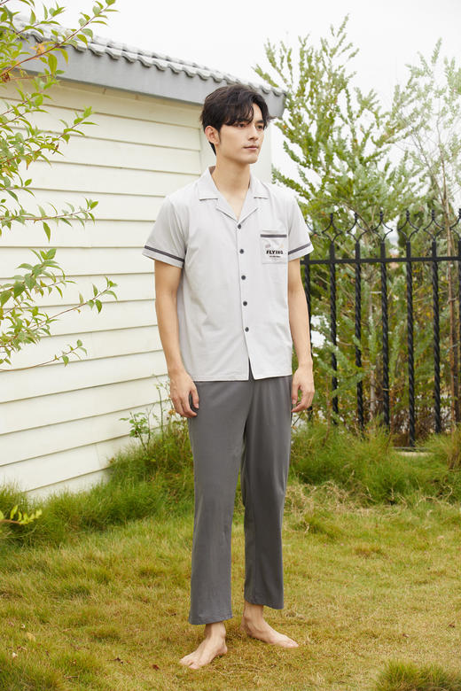 【79元限时秒杀】【秀黛】男翻领针织短袖套装男士夏季睡衣家居服L2550013T【门店同款】【如遇缺货自动退款，介意勿拍】 商品图1