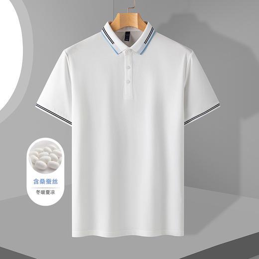 【含桑蚕丝】罗蒙男士夏季商务休闲男polo衫百搭男士t恤短袖polo衫 商品图1
