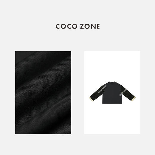 COCO ZONE2024复古新中式丝绒拼接撞色翻袖圆领卫衣CC2A0147 商品图2