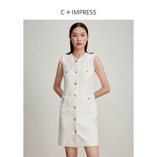 西嘉C+IMPRESS/西嘉无袖气质小香风连衣裙女春夏中长款花呢千金风裙子LYQ2401087 商品图1