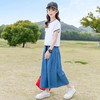 女童夏装套装2024新款韩版儿童装洋气中大童短袖牛仔阔腿裤两件套 商品缩略图1